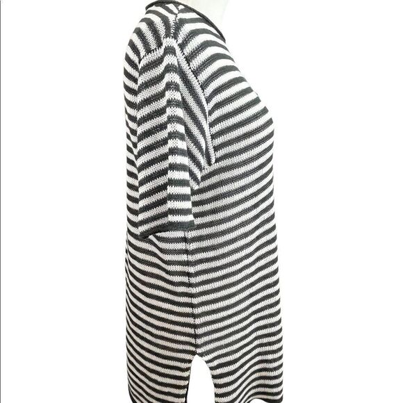 Eileen Fisher Linen Light Knit Tunic Length Short Sleeve Striped Sweater PS - Picture 3 of 7